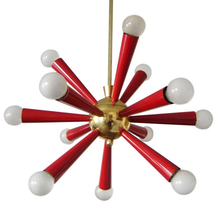 Люстра Mid Century Modern ATOMIC Sputnik Red Красный (Red) Золотой в Уфе | Loft Concept 