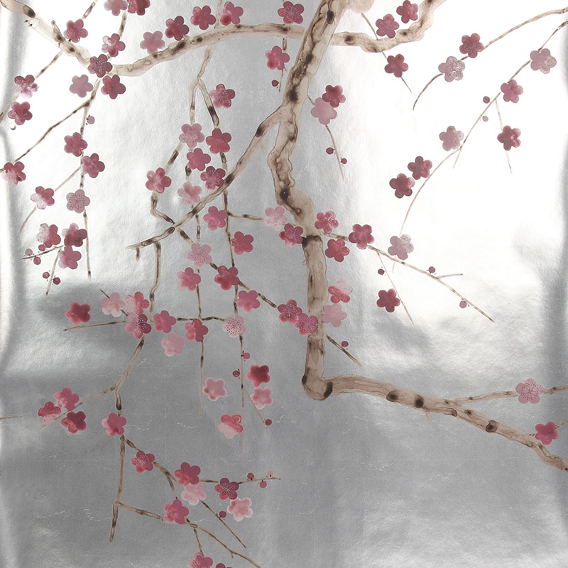 Обои ручная роспись Plum Blossom Blossom on Tarnished Silver gilded paper  в Уфе | Loft Concept 