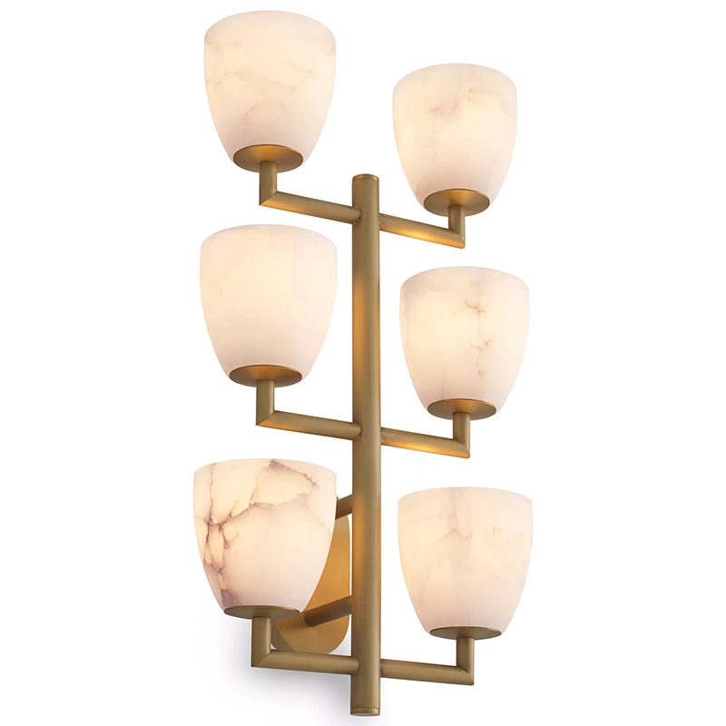 Настенный светильник Eichholtz Wall Lamp Valerius Латунь Белый Мрамор Bianco ivory ( слоновая кость ) в Уфе | Loft Concept 