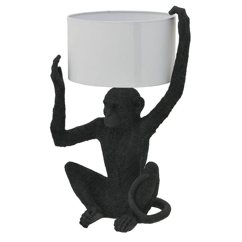 Настольная лампа Black Monkey Holding Lampshade Черный Белый в Уфе | Loft Concept 