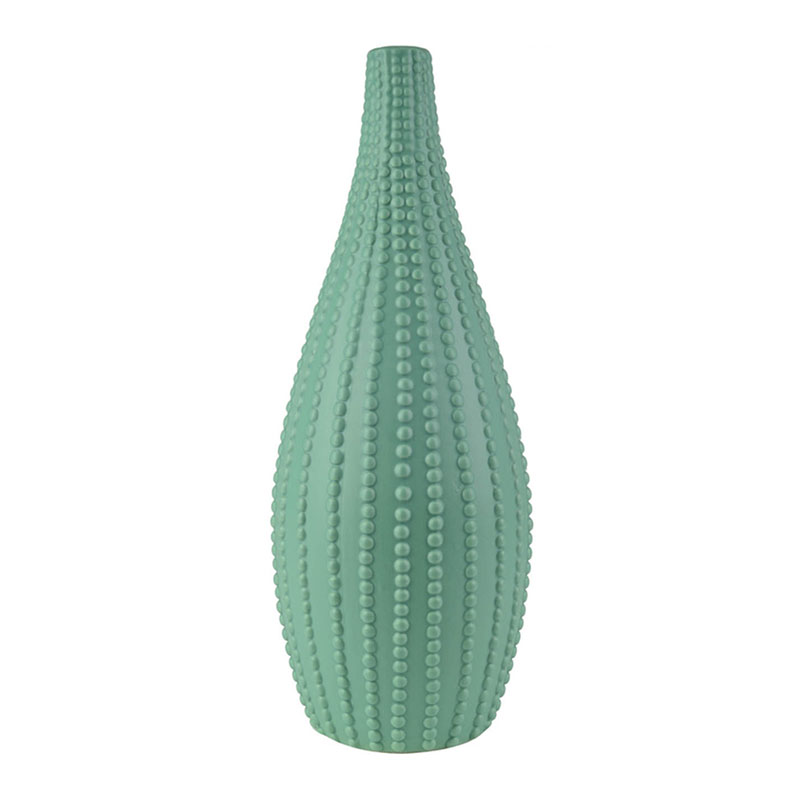 Ваза Ribbed Vase Narrow Throat turquoise 38 Бирюзовый в Уфе | Loft Concept 