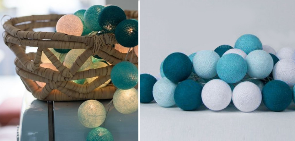 Гирлянда хлопковые фонарики Сotton Ball Aqua - Loft-Concept в Уфе