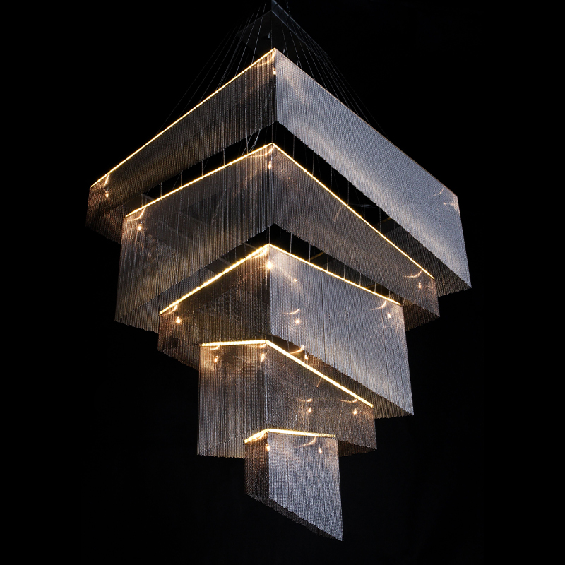 Люстра Серебряные цепочки Willowlamp Geometric Storm Silver Серебряный в Уфе | Loft Concept 