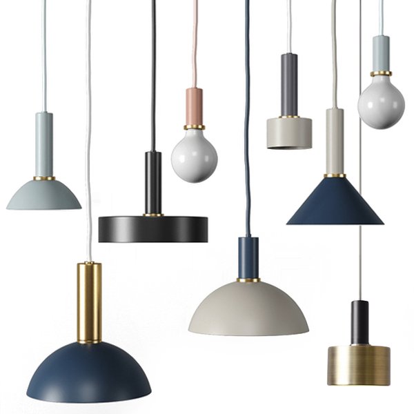 Подвесной светильник Ferm Living Socket Pendant High  Черный Латунь Голубой пастельный Темно-синий Белый Дымчатая Роза в Уфе | Loft Concept 