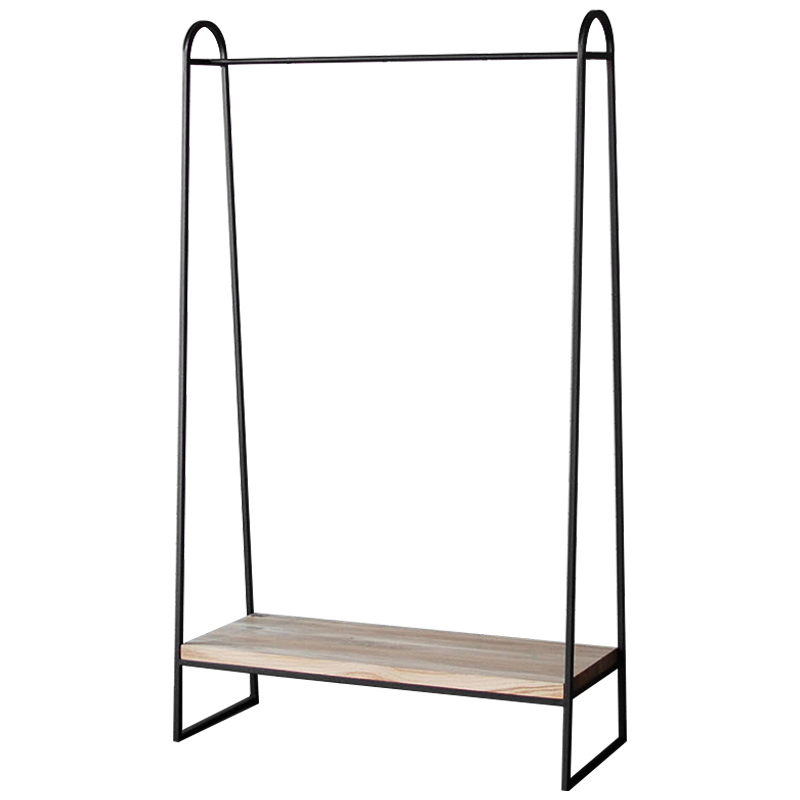 Рейл Amba Industrial Metal Rust Clothes Rail Черный Светлый дуб в Уфе | Loft Concept 