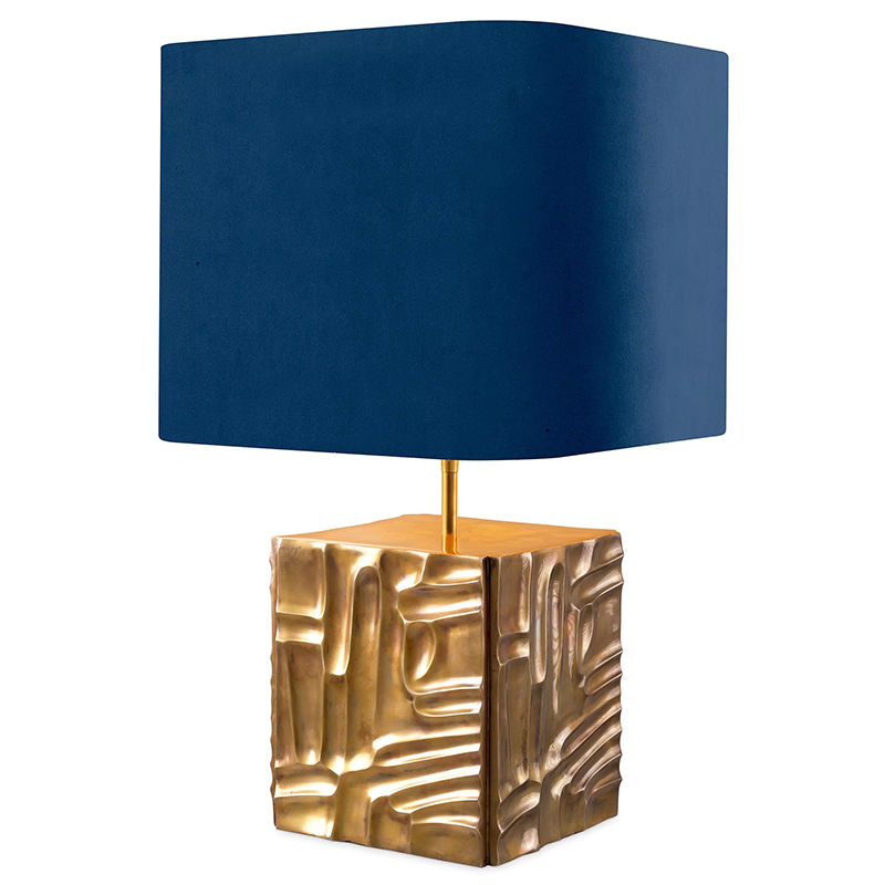 Настольная лампа Eichholtz Table Lamp Oregon Blue Velvet Синий Латунь в Уфе | Loft Concept 