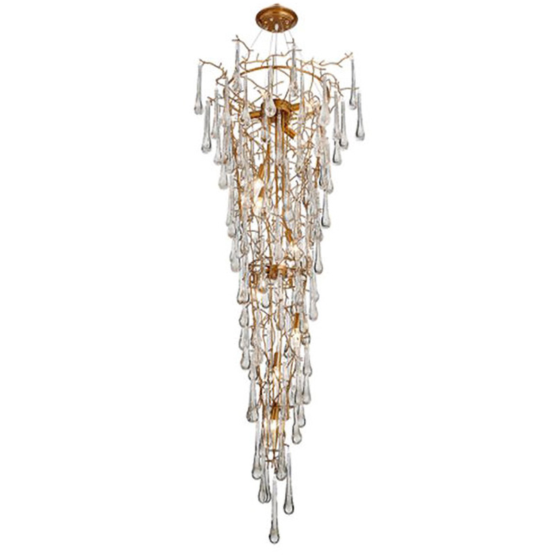 Люстра Waterfall Chandelier Crystal Drops Золотой Прозрачный в Уфе | Loft Concept 