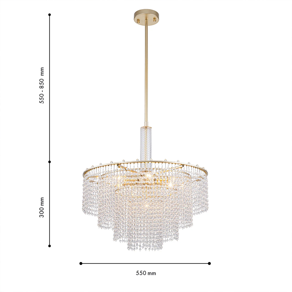 Люстра многоярусная с каскадами кристаллов Crystal Rains в Уфе