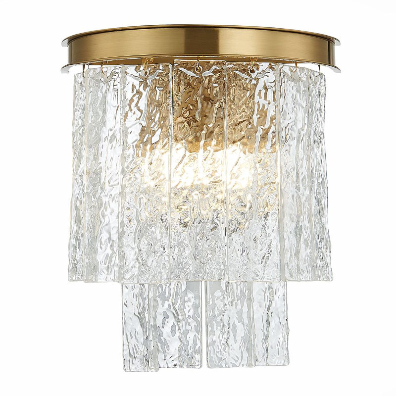 Бра Renea Textured Glass Wall Lamp Brass Латунь Прозрачное Стекло в Уфе | Loft Concept 