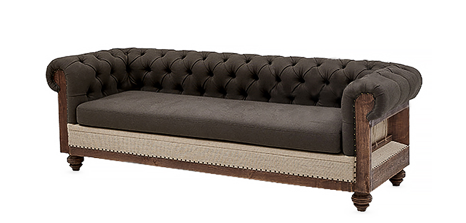Диван Deconstructed Chesterfield Sofa triple Linen Brown - фото №1
