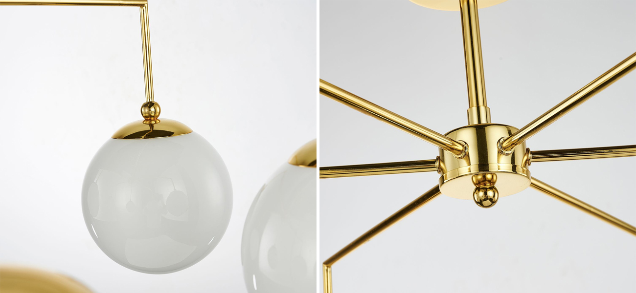 Люстра с золотым каркасом и  белыми плафонами Amuse 6 ламп - фото