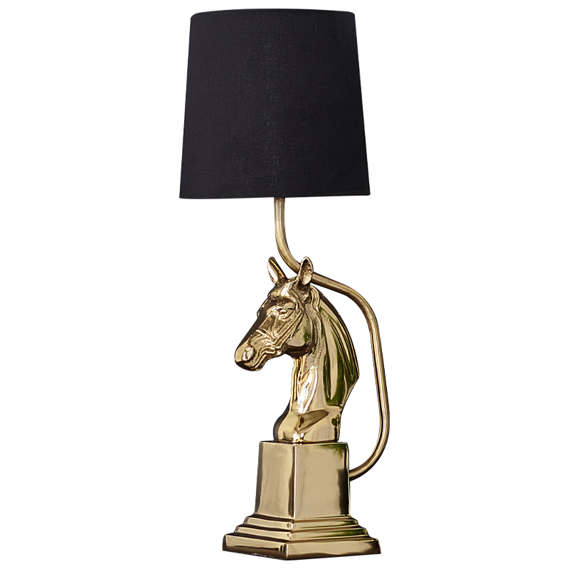 Настольная лампа с абажуром Lampshade Horse Sculpture Gold Черный Глянцевое золото в Уфе | Loft Concept 