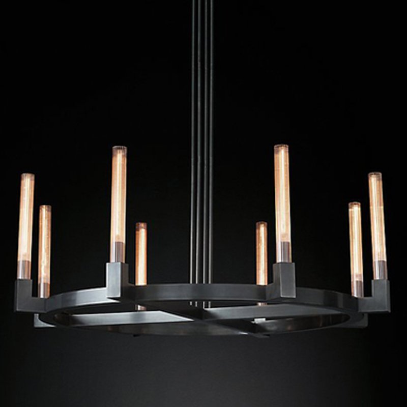 Люстра RH CANELLE Round Chandelier 8 Modern Black Черный в Уфе | Loft Concept 