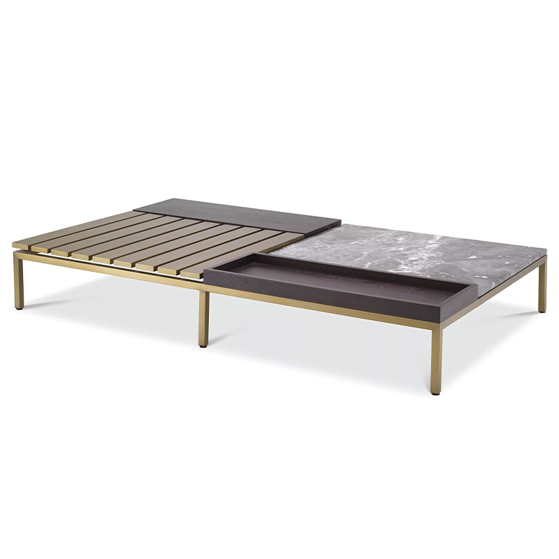 Кофейный стол Eichholtz Coffee Table Forma Латунь Серый Коричневый в Уфе | Loft Concept 