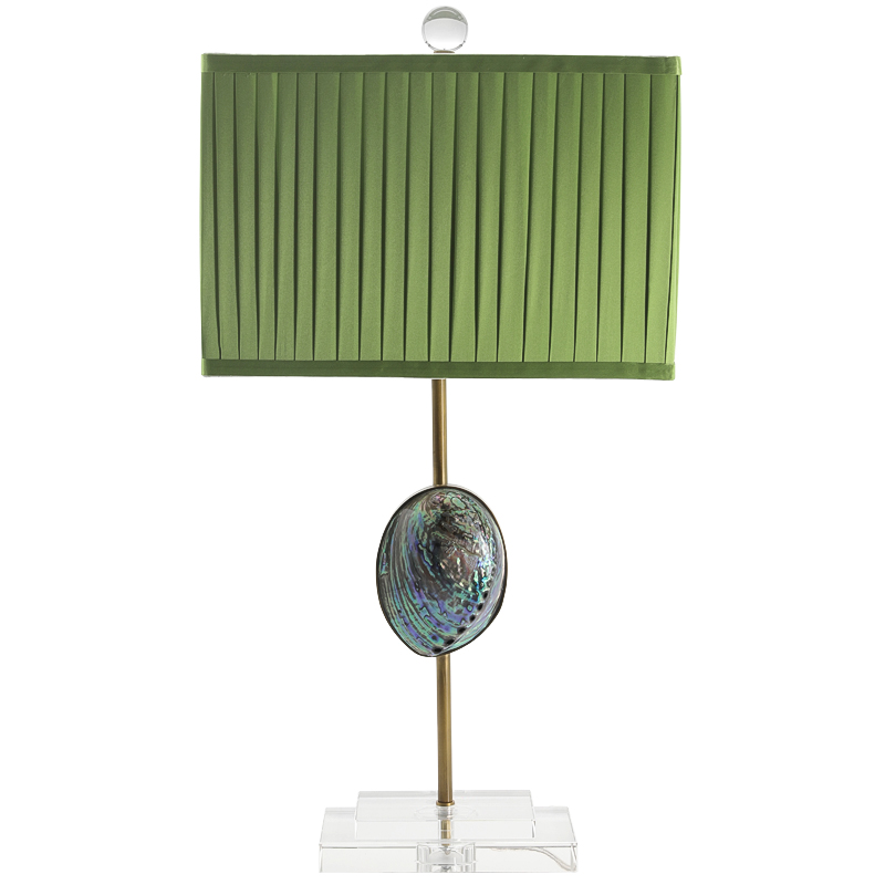 Настольная лампа с абажуром Green Semiprecious Stone Table Lamp Зеленый Прозрачное Стекло Латунь Перламутровый в Уфе | Loft Concept 