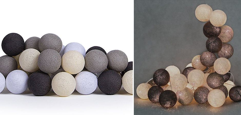 Гирлянда хлопковые фонарики Сotton Ball Taupe - Loft-Concept в Уфе