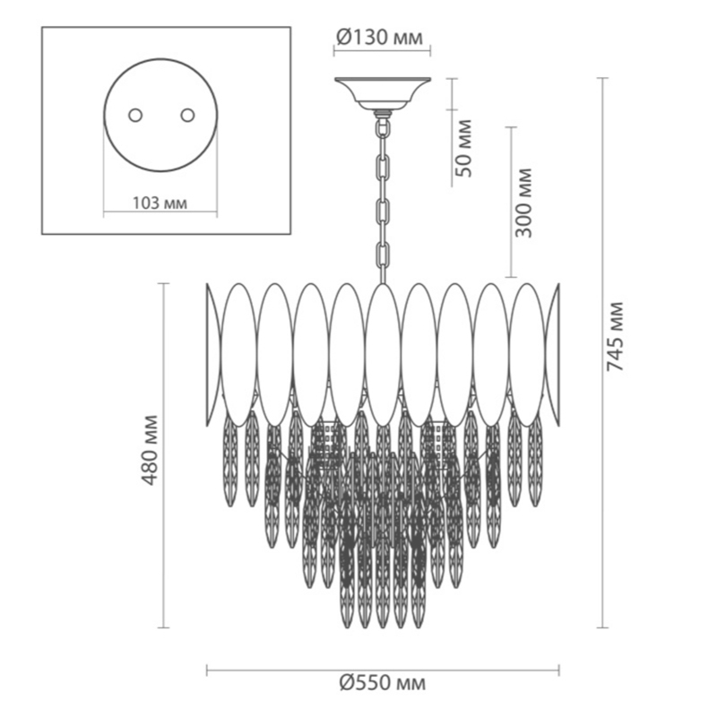 Люстра KEBO KING CHANDELIER four cascades D 55 в Уфе