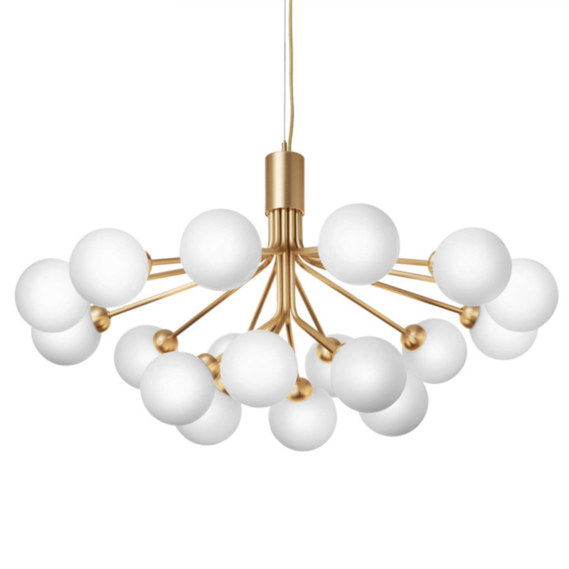 Люстра Berries Chandelier White Balloons Gold 18 Золотой Белое матовое стекло в Уфе | Loft Concept 