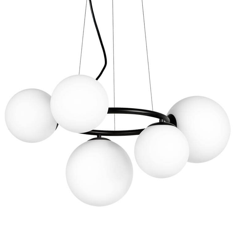 Люстра Bubbles on Ring Chandelier Black Белый Черный в Уфе | Loft Concept 