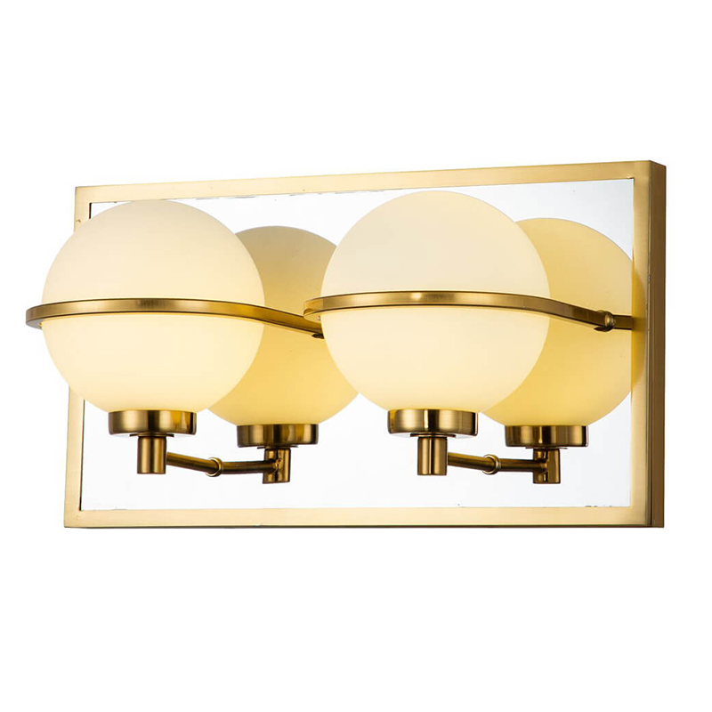 Бра Two Balls Reflection Wall Lamp Латунь Белый в Уфе | Loft Concept 