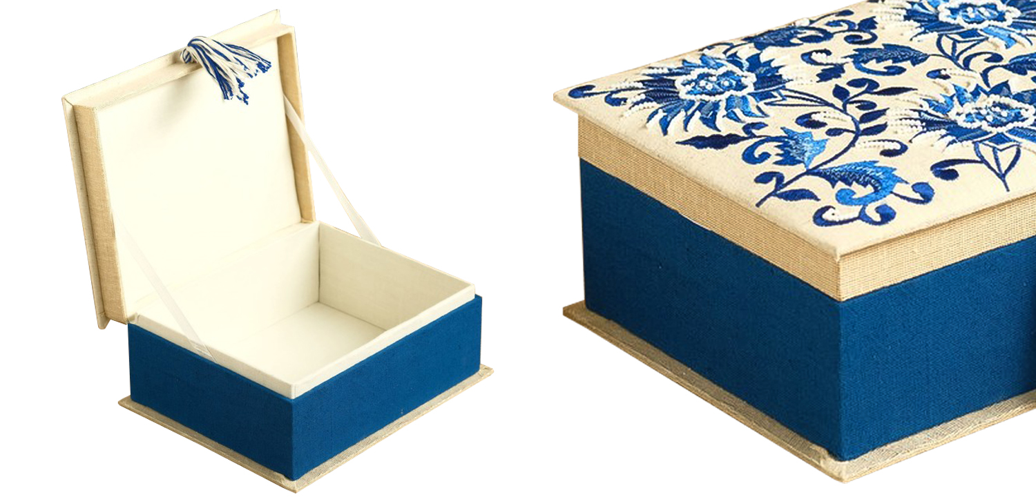 Шкатулка с вышивкой Blue Flowers Beads Embroidery Box - фото