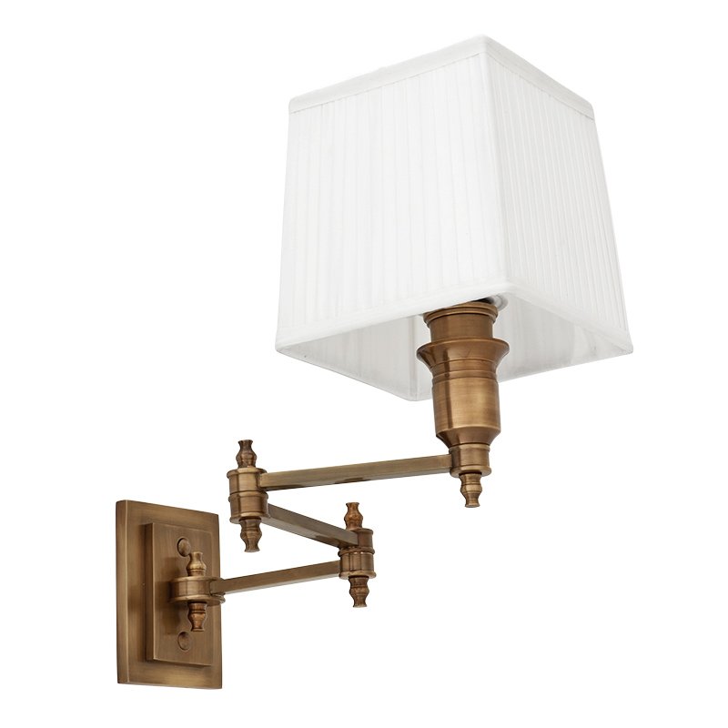 Бра Wall Lamp Lexington Swing Brass+White Латунь Античная полированная Белый в Уфе | Loft Concept 