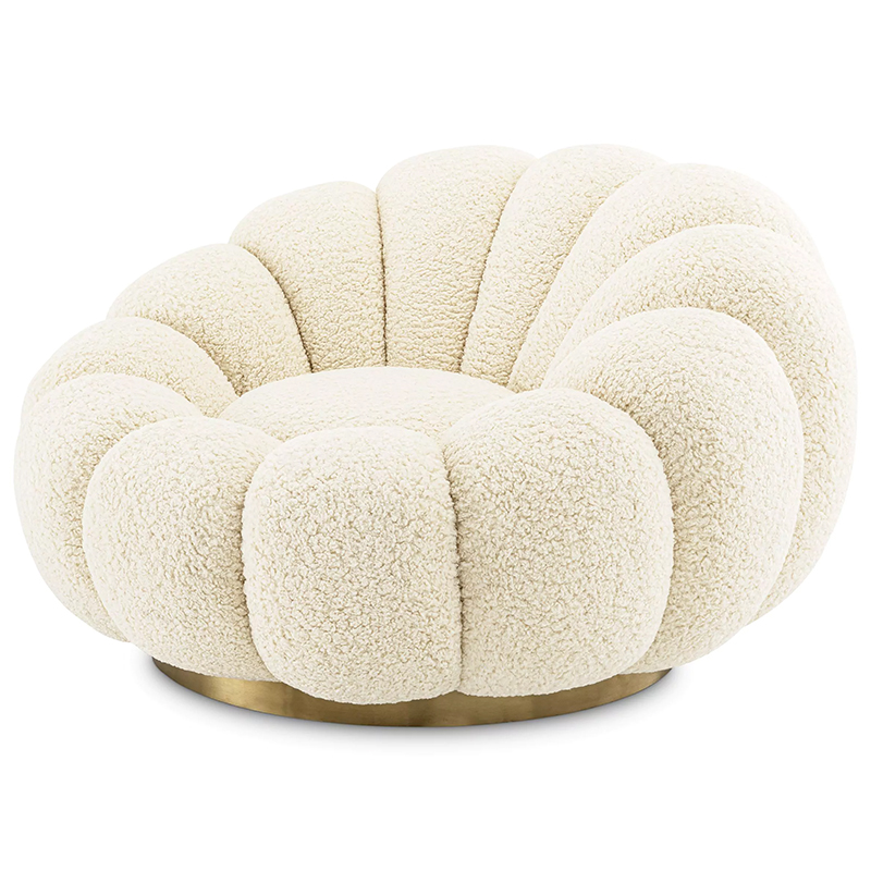 Кресло Eichholtz Swivel Chair Mello Faux Shearling Молочный Латунь в Уфе | Loft Concept 