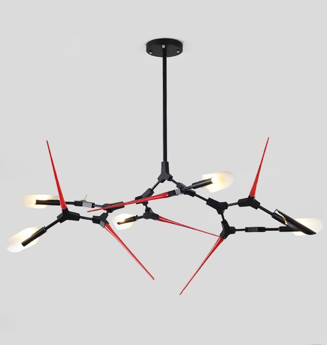 Люстра Red Spikes Chandelier 6 Черный Красный в Уфе | Loft Concept 