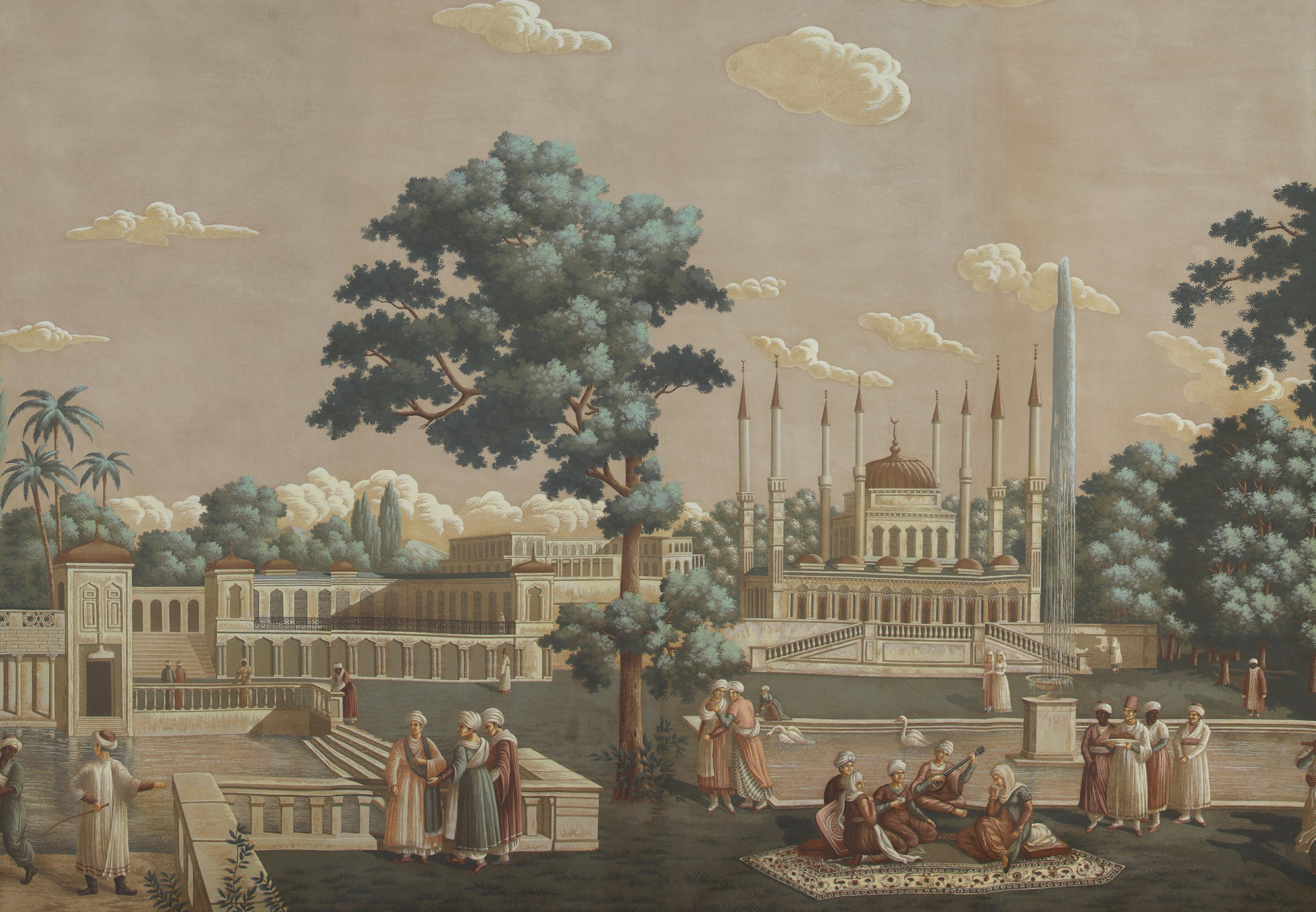 Обои ручная роспись Rives du Bosphore Special Colourway on antique scenic Xuan paper Обои ручная роспись Rives du Bosphore Special Colourway on antique scenic Xuan paper - постер Loft-Concept в Уфе