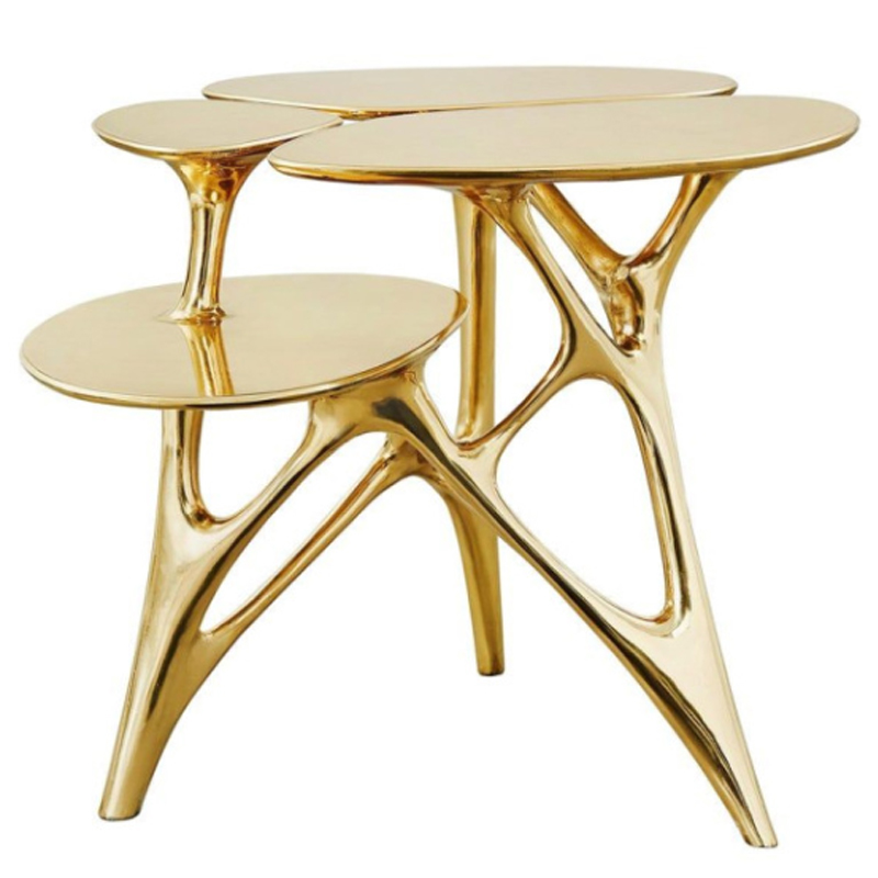 Дизайнерский приставной столик Lotus Small Side Table or End Table Brass by Zhipeng Tan Золотой в Уфе | Loft Concept 