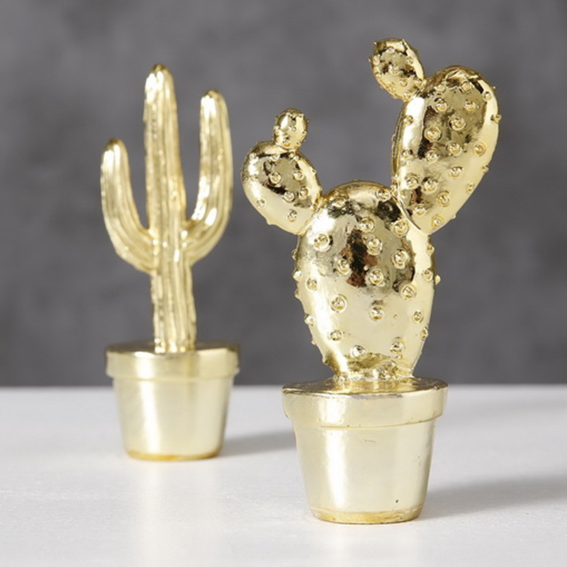 Набор статуэток Golden Cactus Figurine Золотой в Уфе | Loft Concept 