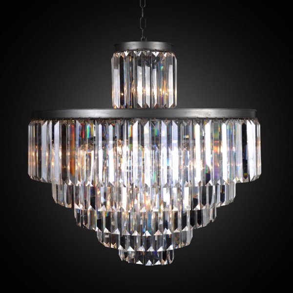 Люстра RH 1920s Odeon Clear Glass Fringe Chandelier - 6 rings Черный в Уфе | Loft Concept 