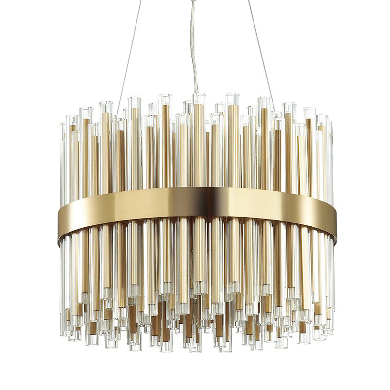 Люстра Gladwin Round Glass Tubes Chandelier Золотой Прозрачный в Уфе | Loft Concept 