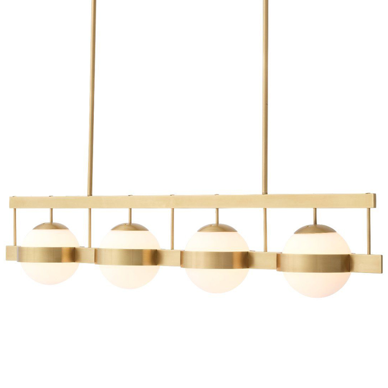 Люстра Eichholtz Chandelier Biba Brass Латунь Античная полированная Белое матовое стекло в Уфе | Loft Concept 