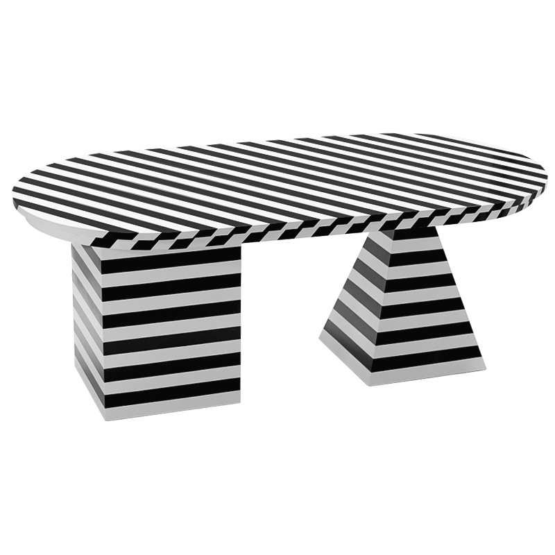 Обеденный стол Dining Table Striped Geometry Черно-белый в Уфе | Loft Concept 