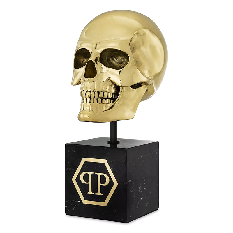 Статуэтка Philipp Plein Gold Skull L Черный Золотой в Уфе | Loft Concept 