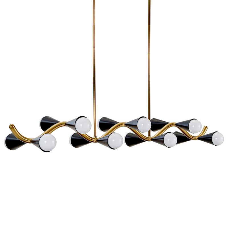 Линейная люстра Jonathan Adler CARACAS WAVE CHANDELIER Латунь Черный в Уфе | Loft Concept 