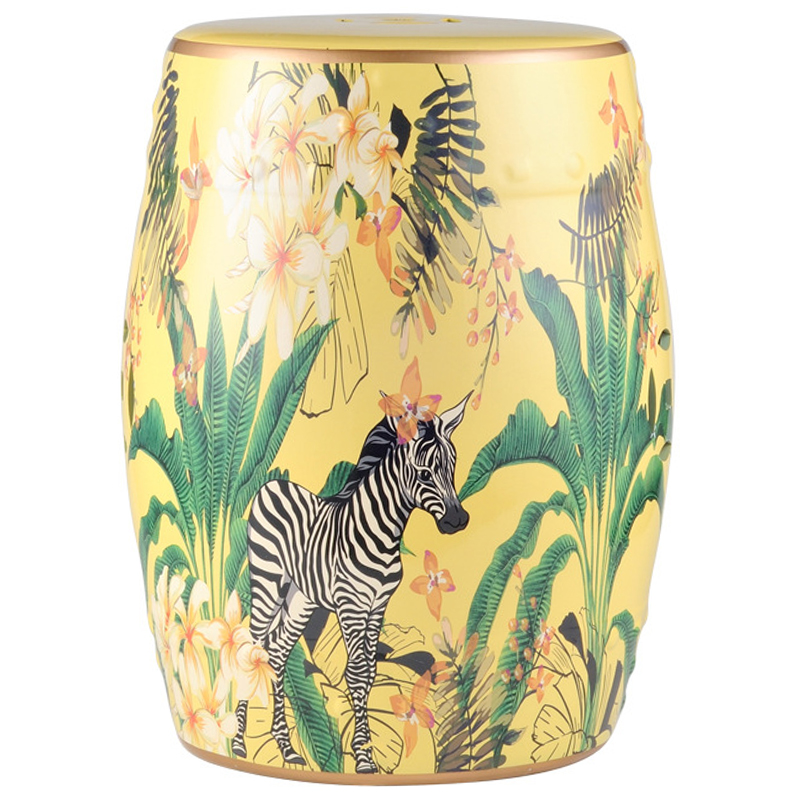 Керамический табурет Zebra Tropical Animal Ceramic Stool Yellow Желтый Черно-белый Зеленый в Уфе | Loft Concept 