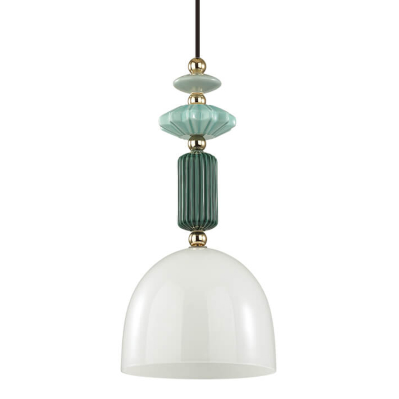 Подвесной светильник Iris hanging lamp green Белое матовое стекло Зеленый в Уфе | Loft Concept 