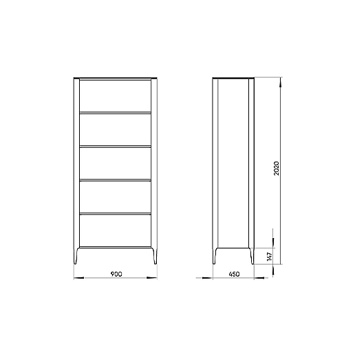 Стеллаж прямой темно-серый с открытыми полками Type  в Уфе