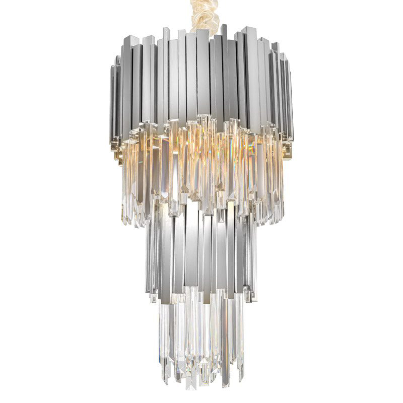 Люстра многоярусная Luxxu Modern Cascade Chandelier Silver Metal Glass 35 Прозрачное Стекло Серебряный в Уфе | Loft Concept 