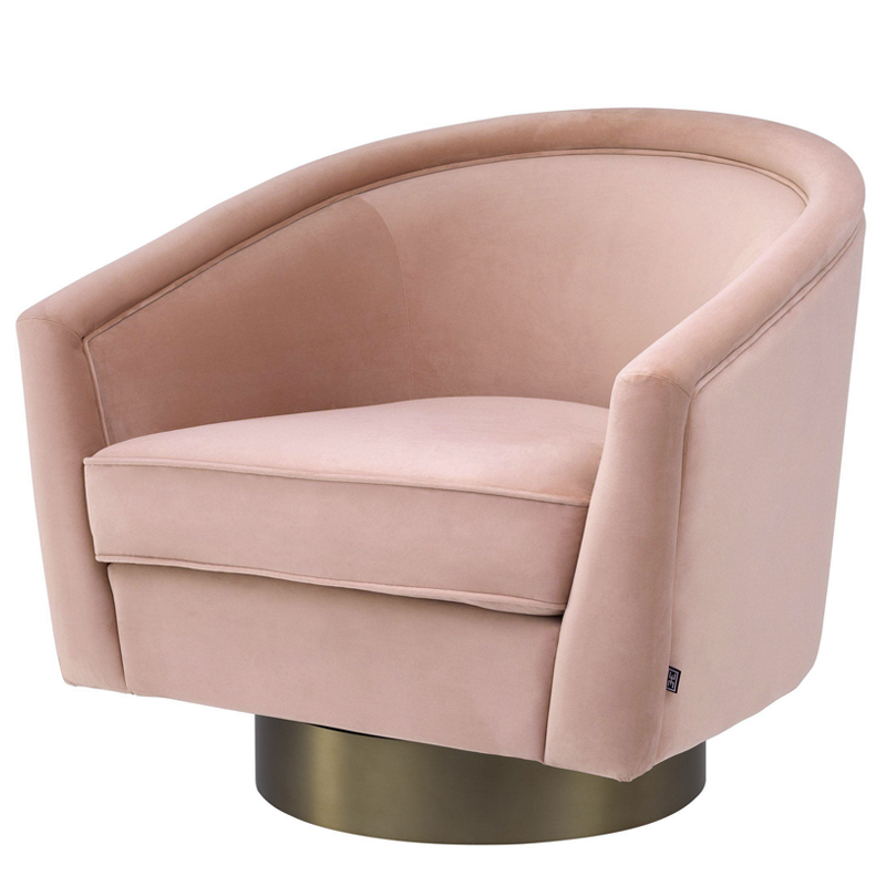 Кресло Eichholtz Swivel Chair Catene nude Розовый пастельный матовое золото в Уфе | Loft Concept 