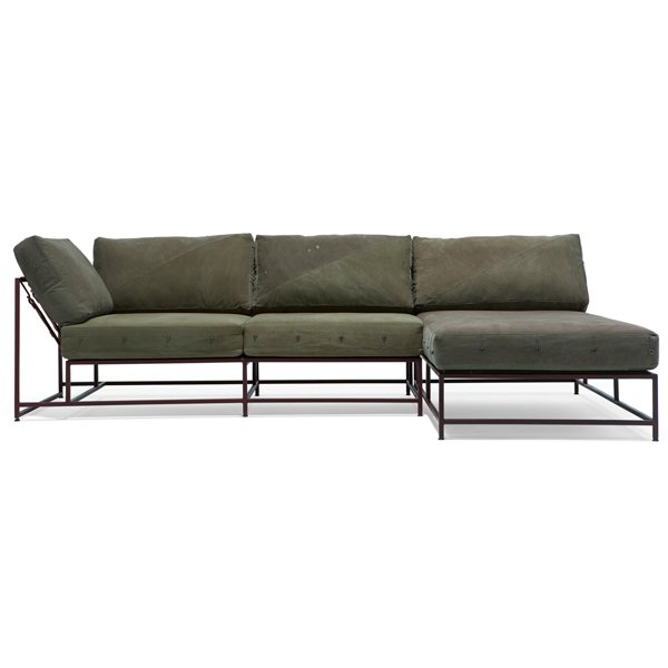 Угловой диван Olive Military Fabric Sectional sofa  Оливковый в Уфе | Loft Concept 