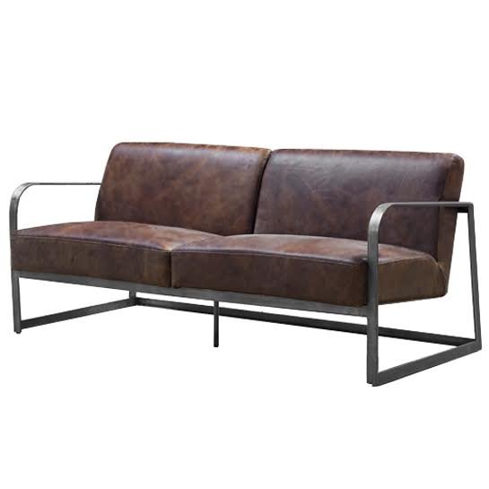 Диван INDIO METAL leather SOFA Коричневый в Уфе | Loft Concept 