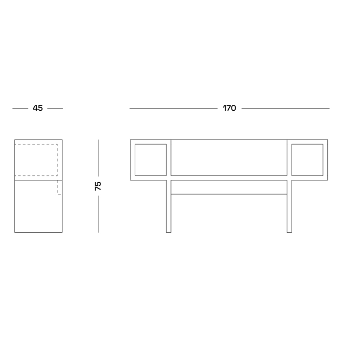 Дизайнерская скамейка Poltronova Canton  Beech and Black Bench в Уфе