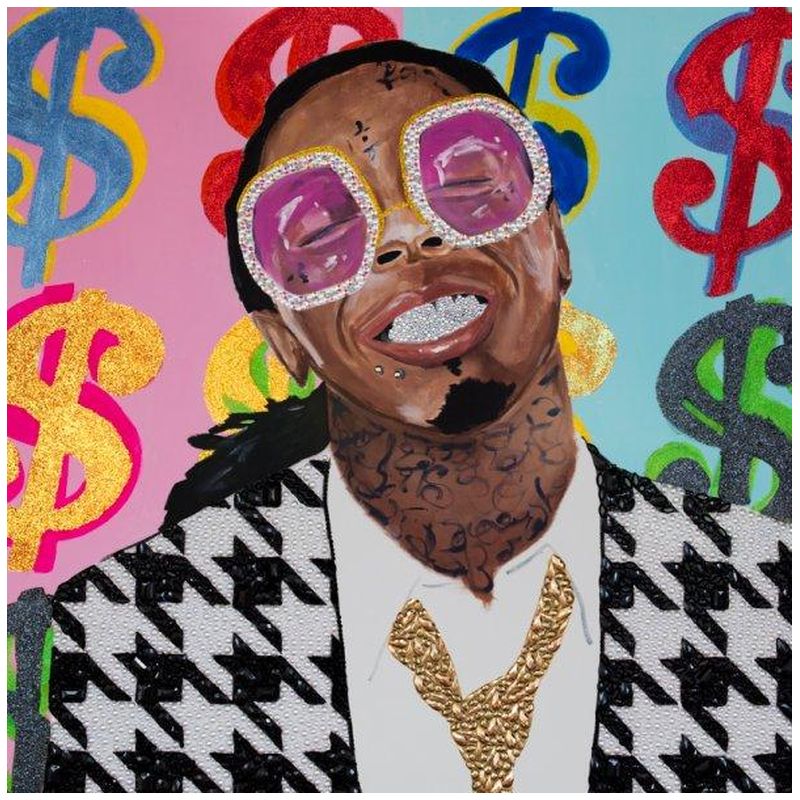 Картина Lil Wayne with Money Background, And Houndstooth Jacket Мульти в Уфе | Loft Concept 