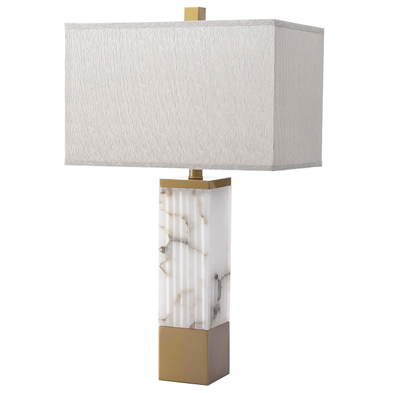 Настольная лампа Blanchefleur Marble Table Lamp Белый Мрамор Bianco Серый Латунь в Уфе | Loft Concept 