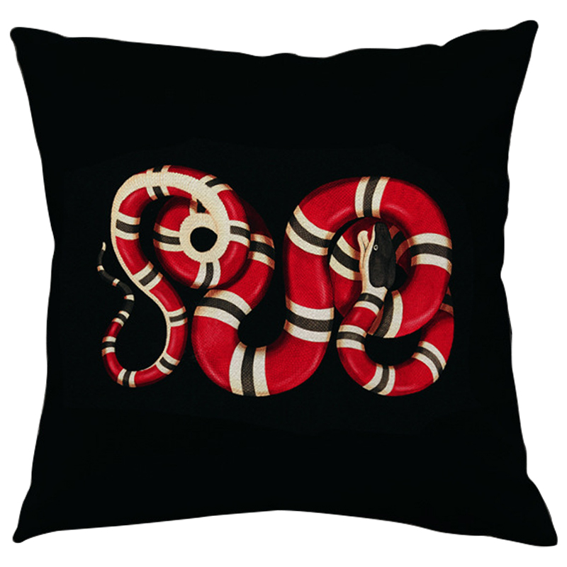 Декоративная подушка Стиль Gucci Micrurus Snake Black Черный Красный Бежевый в Уфе | Loft Concept 