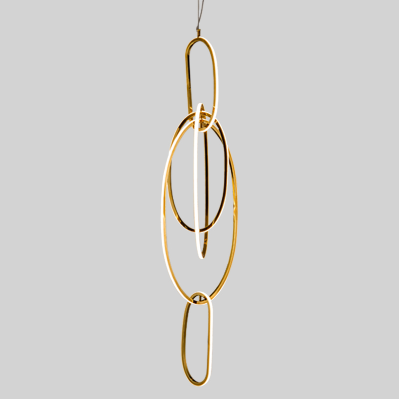 Люстра Vertical Gold Oval Rings Chandelier Золотой в Уфе | Loft Concept 