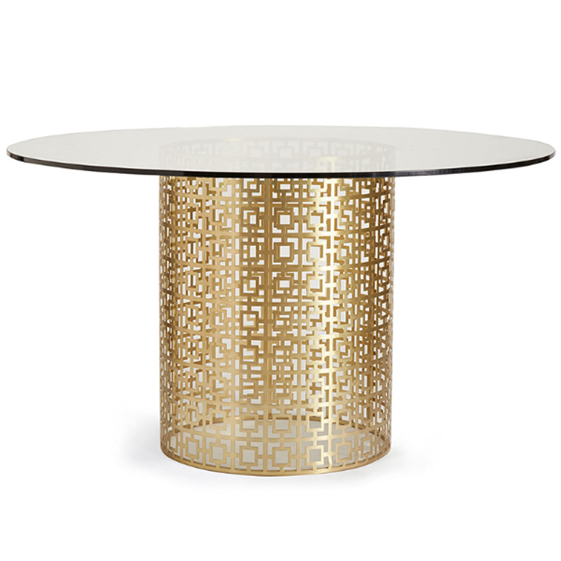 Обеденный стол Jonathan Adler Nixon Dining Table столешница Стекло Золотой Прозрачный в Уфе | Loft Concept 